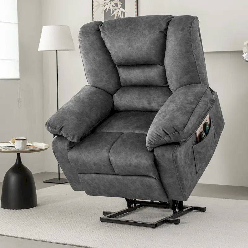 Oversized Velvet Power Lift Recliner with Massage, Heating & Pockets