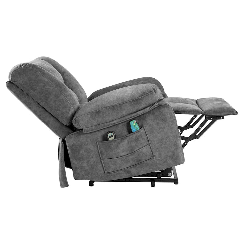 Oversized Velvet Power Lift Recliner with Massage, Heating & Pockets