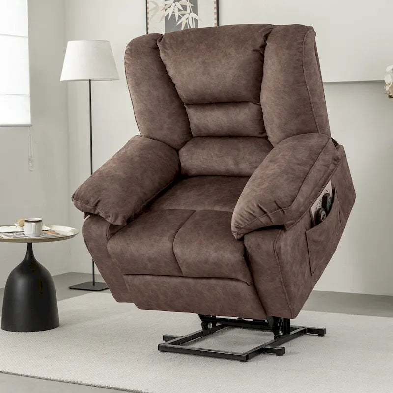 Oversized Velvet Power Lift Recliner with Massage, Heating & Pockets