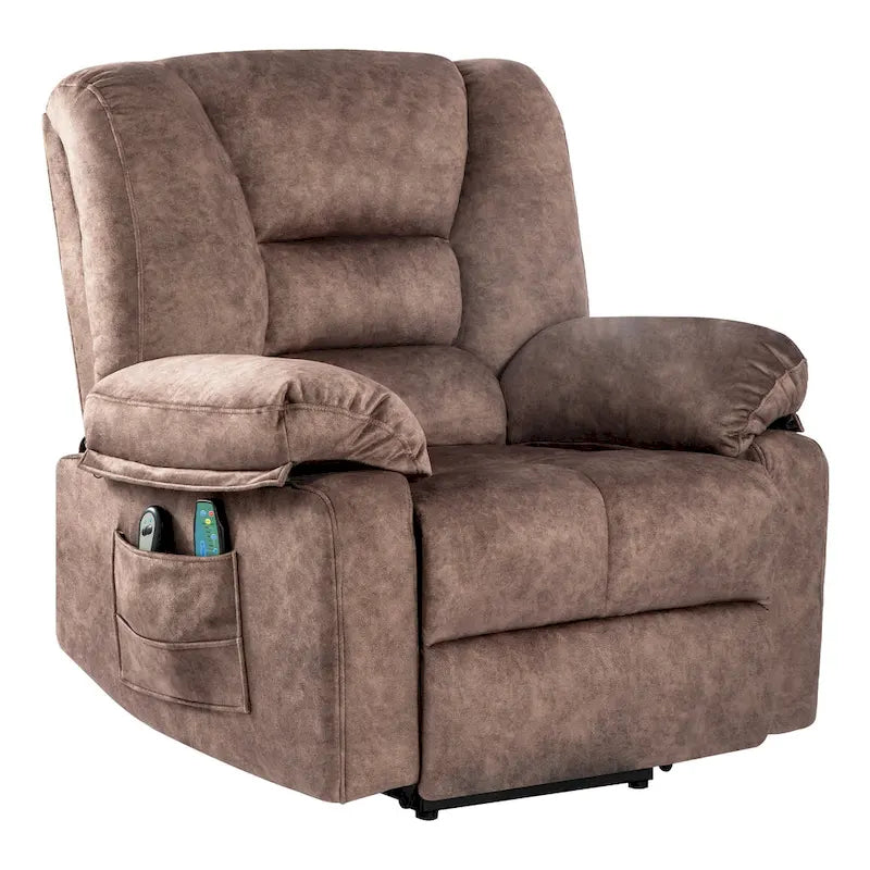 Oversized Velvet Power Lift Recliner with Massage, Heating & Pockets