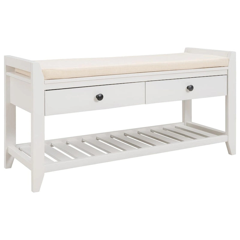 39 Farmhouse Versatile Entry Upholstered Storage Bench with 2 Drawers and 1 Shoe Rack