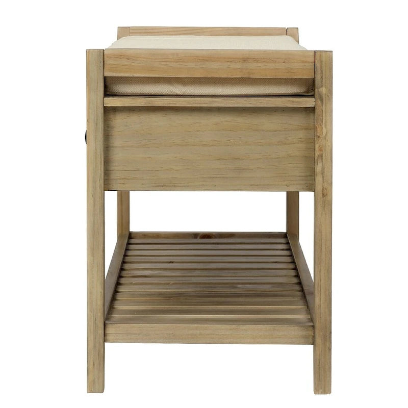39 Farmhouse Versatile Entry Upholstered Storage Bench with 2 Drawers and 1 Shoe Rack