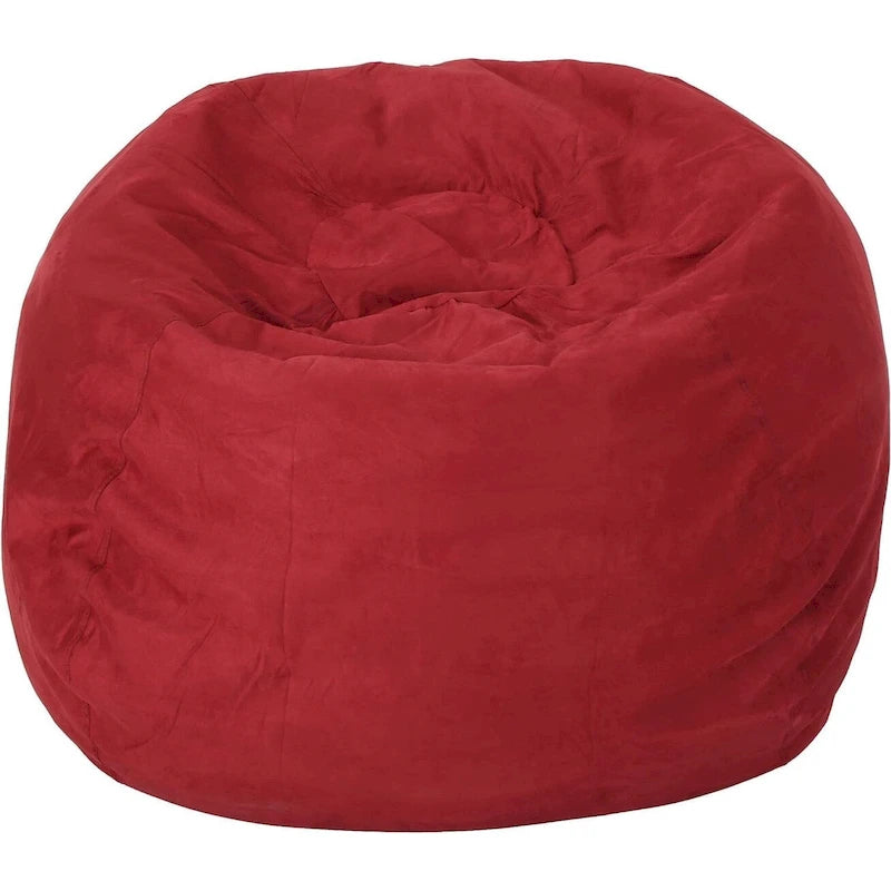 5-Foot Shredded Foam Bean Bag Chair with Removable Microsuede Cover - Chinese Red