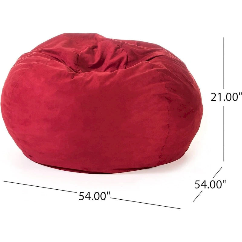 5-Foot Shredded Foam Bean Bag Chair with Removable Microsuede Cover - Chinese Red