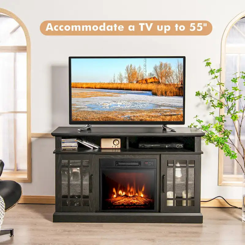 48" TV Stand with Electric Fireplace Entertainment Center