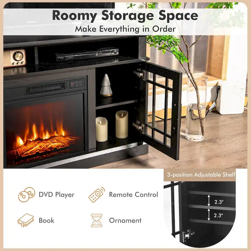 48" TV Stand with Electric Fireplace Entertainment Center