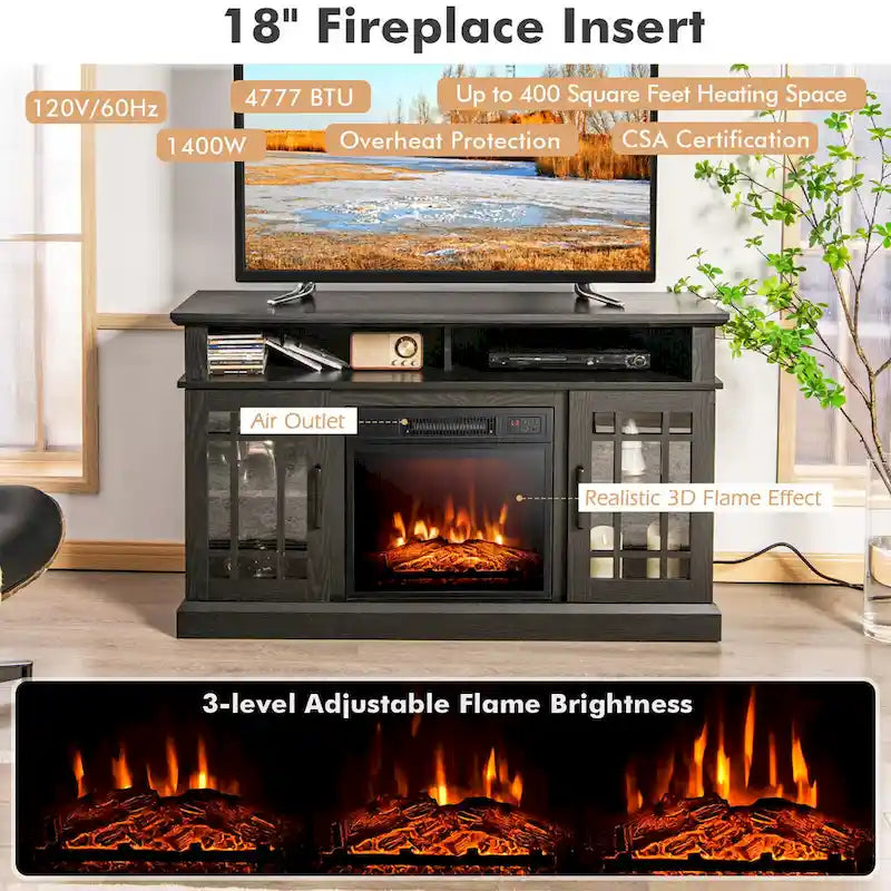 48" TV Stand with Electric Fireplace Entertainment Center