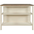 Solid Wood Rustic 45-Inch Kitchen Island with Two Open Shelves