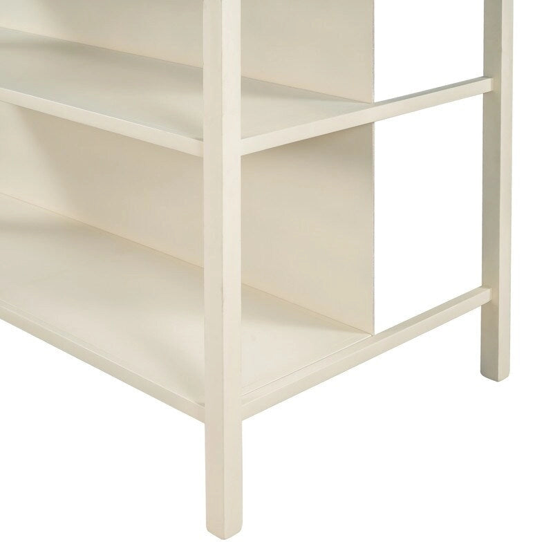 Solid Wood Rustic 45-Inch Kitchen Island with Two Open Shelves