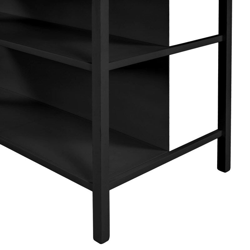 Solid Wood Rustic 45-Inch Kitchen Island with Two Open Shelves