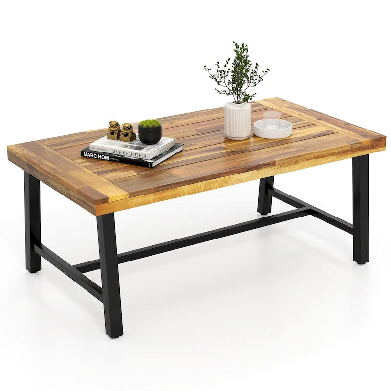 Acacia Wood Coffee Table Indoor Outdoor Rectangle