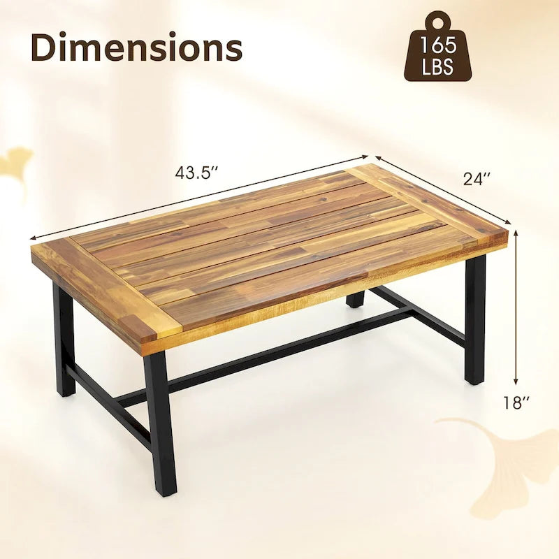 Acacia Wood Coffee Table Indoor Outdoor Rectangle