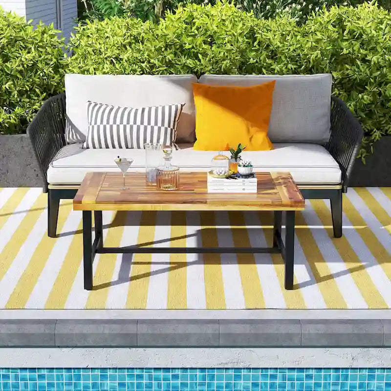 Acacia Wood Coffee Table Indoor Outdoor Rectangle