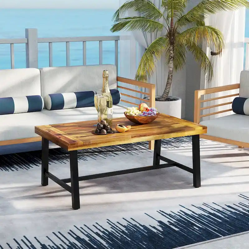 Acacia Wood Coffee Table Indoor Outdoor Rectangle