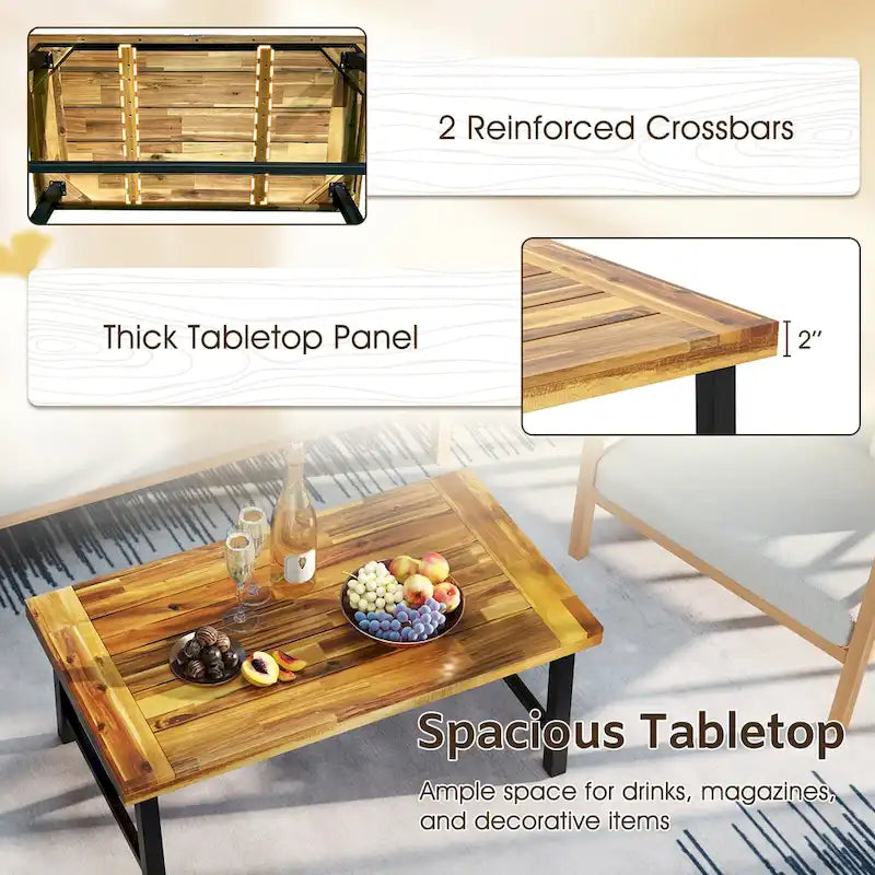 Acacia Wood Coffee Table Indoor Outdoor Rectangle