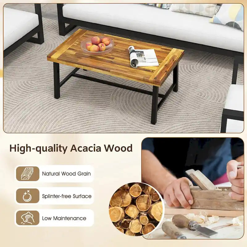 Acacia Wood Coffee Table Indoor Outdoor Rectangle
