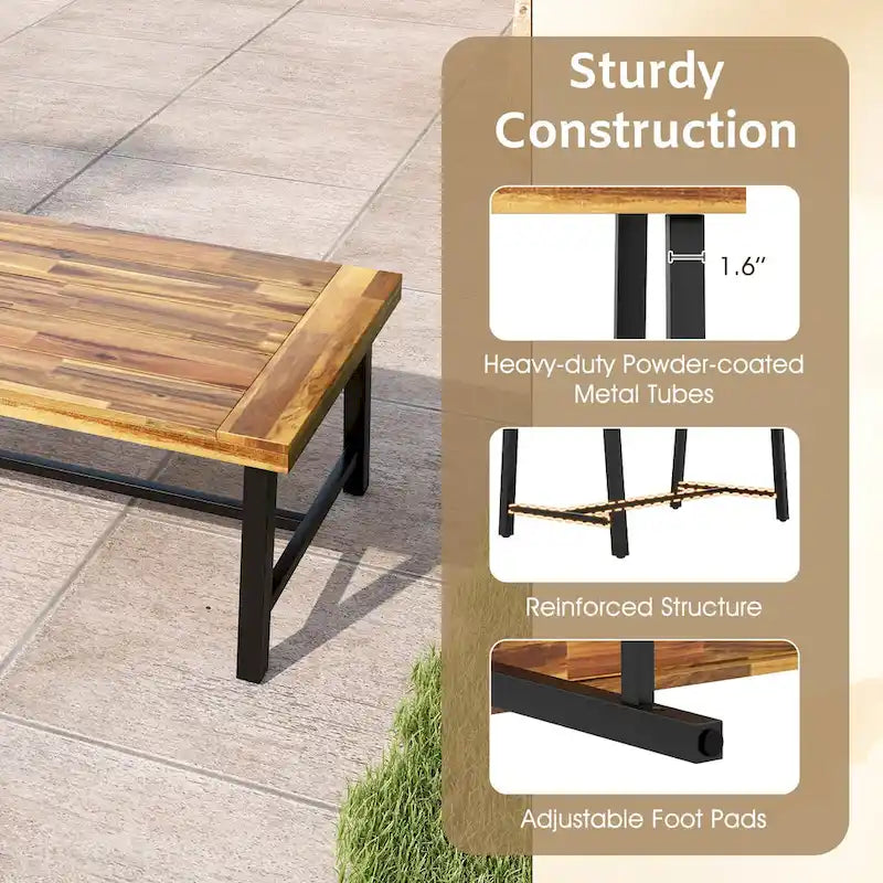 Acacia Wood Coffee Table Indoor Outdoor Rectangle