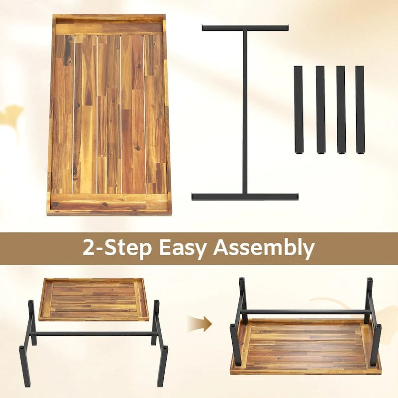 Acacia Wood Coffee Table Indoor Outdoor Rectangle