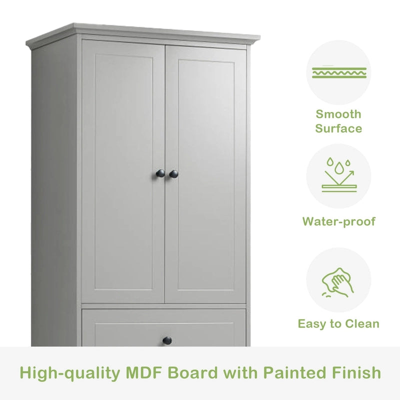 Storage Cabinet with 2 Doors and 4 Drawers for Bathroom Office