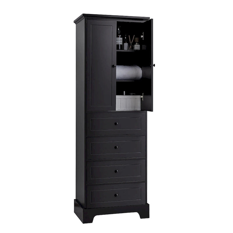 Storage Cabinet with 2 Doors and 4 Drawers for Bathroom Office