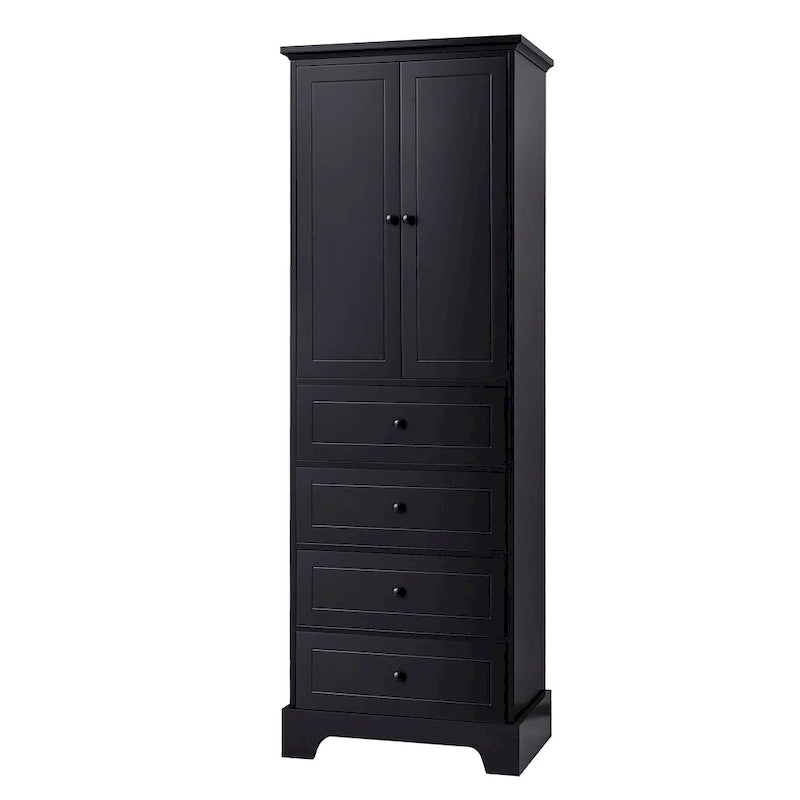Storage Cabinet with 2 Doors and 4 Drawers for Bathroom Office