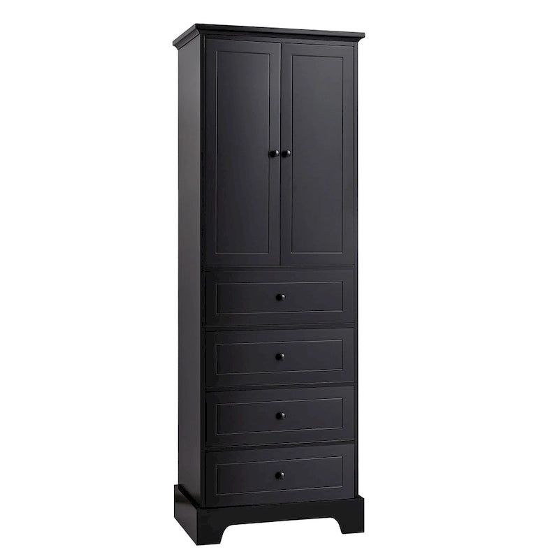 Storage Cabinet with 2 Doors and 4 Drawers for Bathroom Office