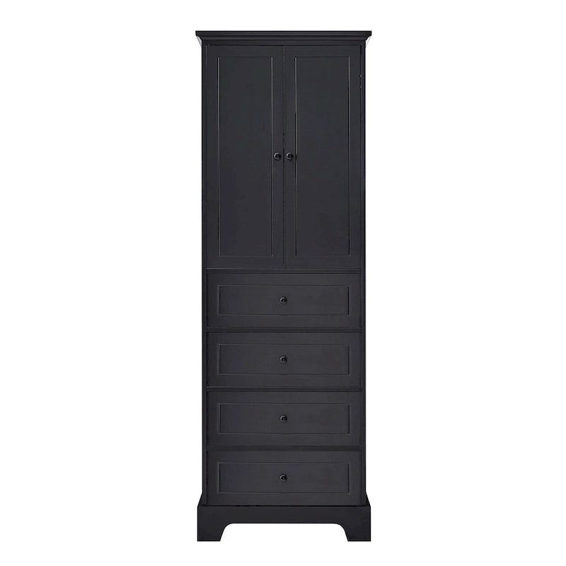 Storage Cabinet with 2 Doors and 4 Drawers for Bathroom Office