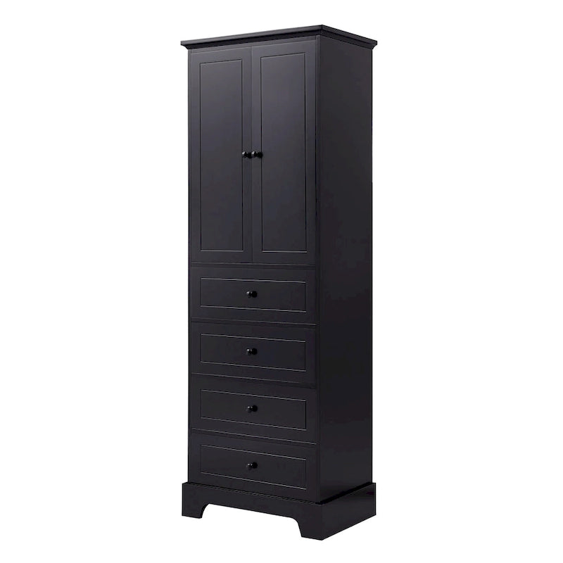 Storage Cabinet with 2 Doors and 4 Drawers for Bathroom Office