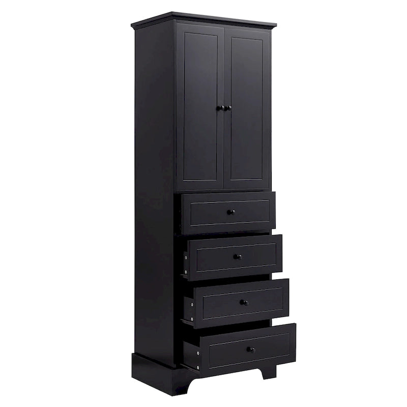 Storage Cabinet with 2 Doors and 4 Drawers for Bathroom Office