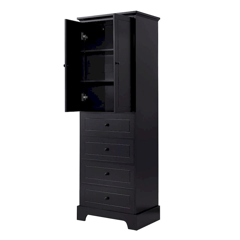 Storage Cabinet with 2 Doors and 4 Drawers for Bathroom Office