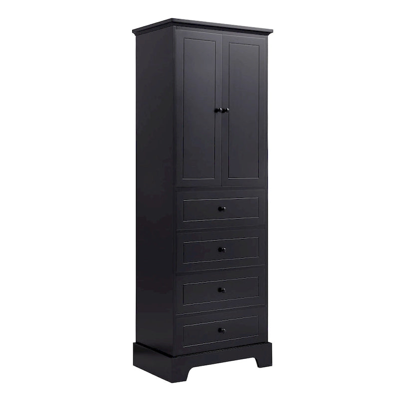 Storage Cabinet with 2 Doors and 4 Drawers for Bathroom Office