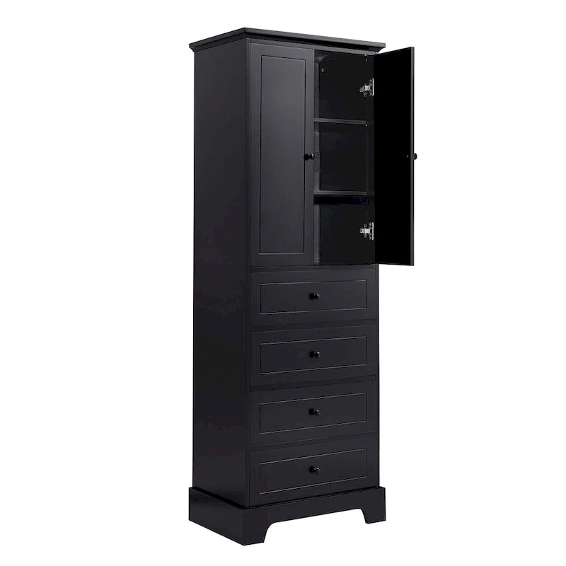 Storage Cabinet with 2 Doors and 4 Drawers for Bathroom Office
