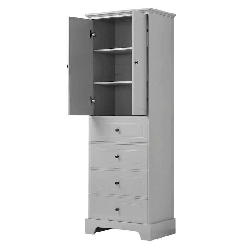 Storage Cabinet with 2 Doors and 4 Drawers for Bathroom Office