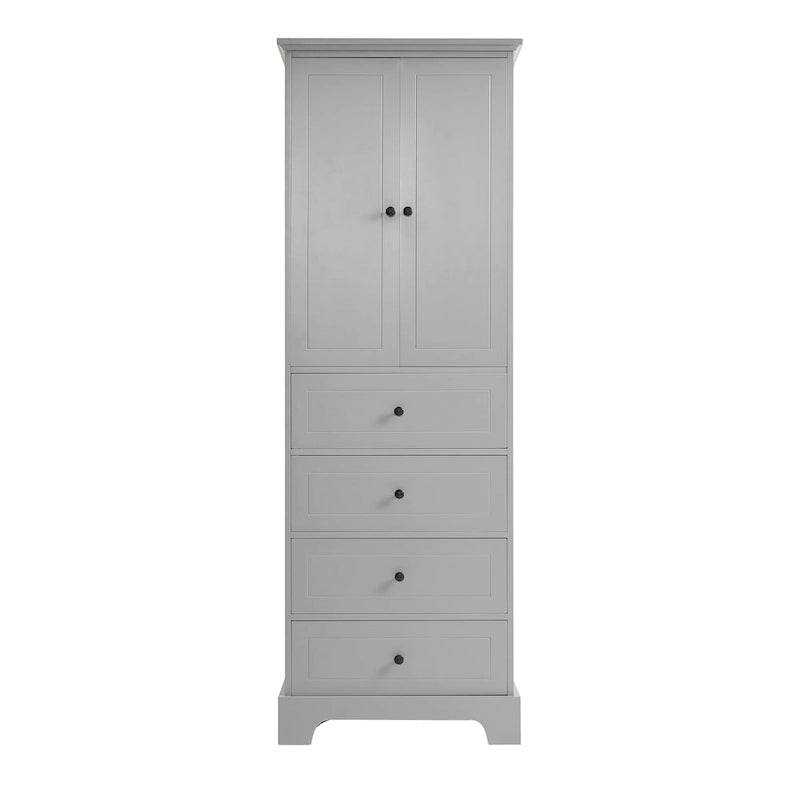 Storage Cabinet with 2 Doors and 4 Drawers for Bathroom Office