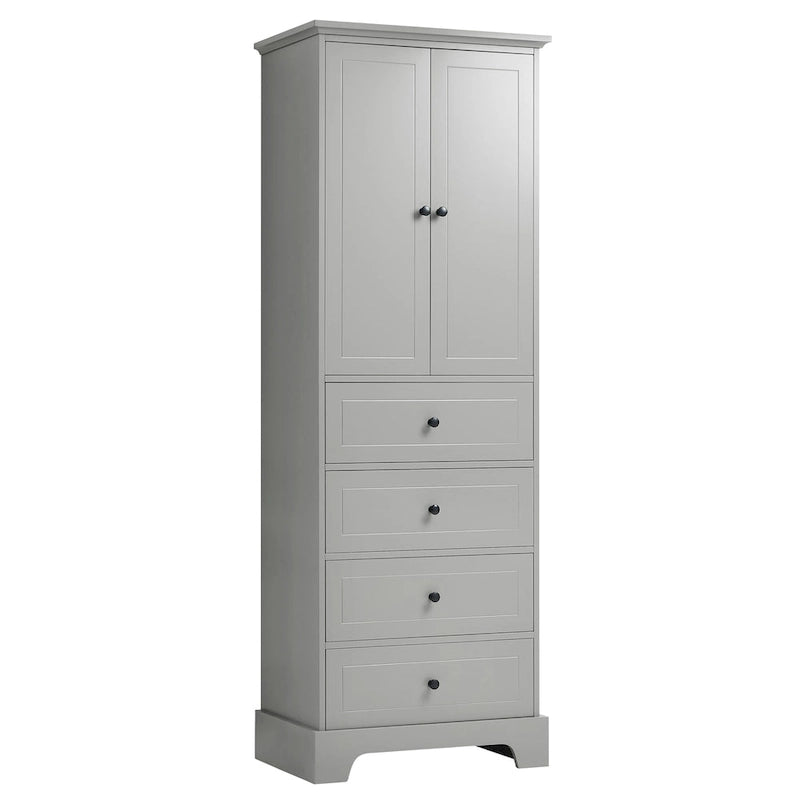 Storage Cabinet with 2 Doors and 4 Drawers for Bathroom Office