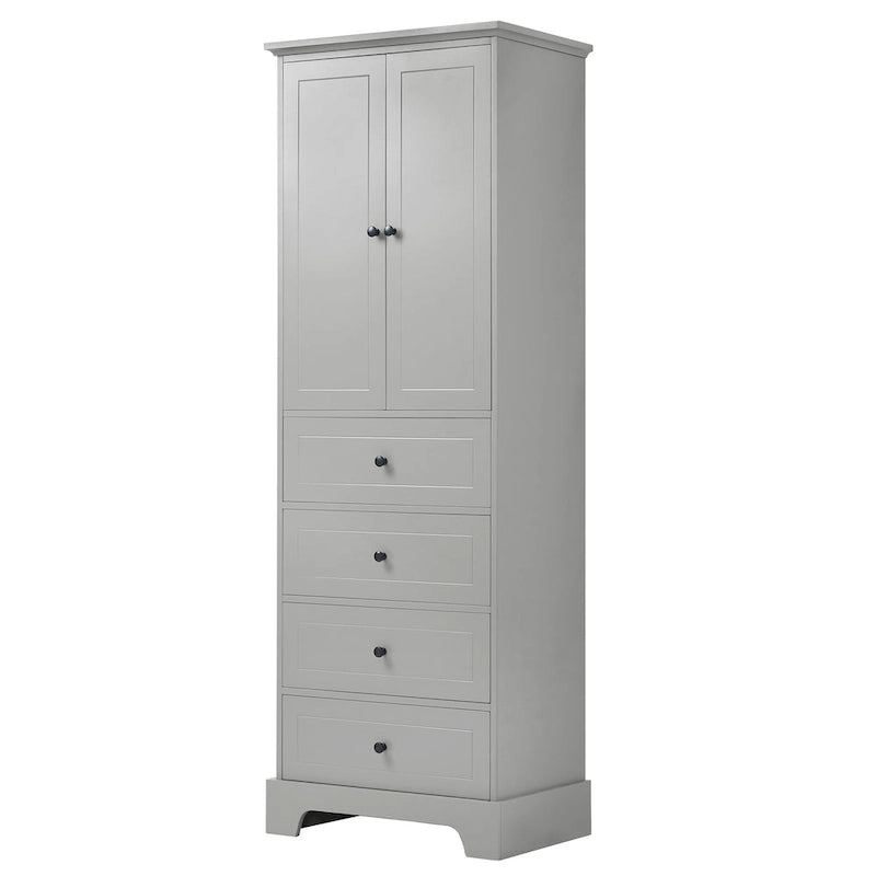 Storage Cabinet with 2 Doors and 4 Drawers for Bathroom Office