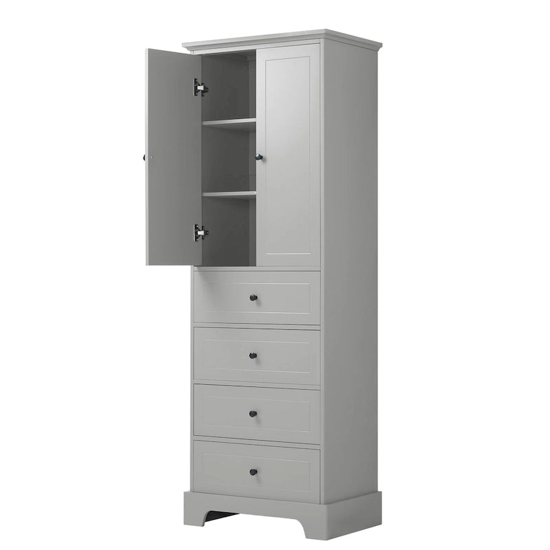 Storage Cabinet with 2 Doors and 4 Drawers for Bathroom Office