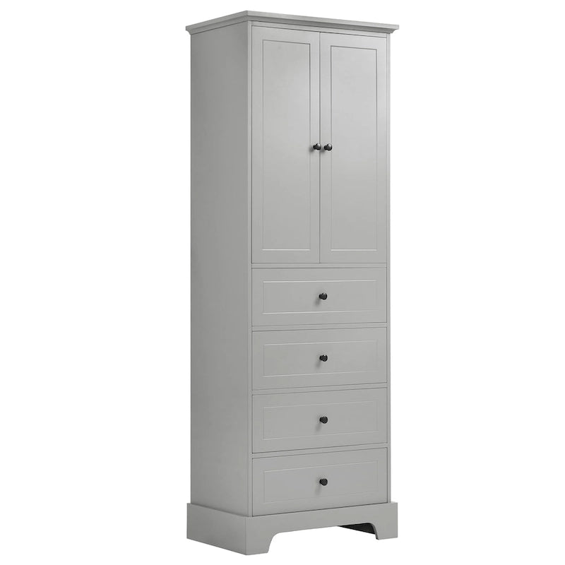 Storage Cabinet with 2 Doors and 4 Drawers for Bathroom Office