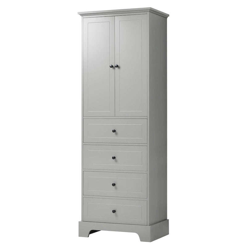 Storage Cabinet with 2 Doors and 4 Drawers for Bathroom Office