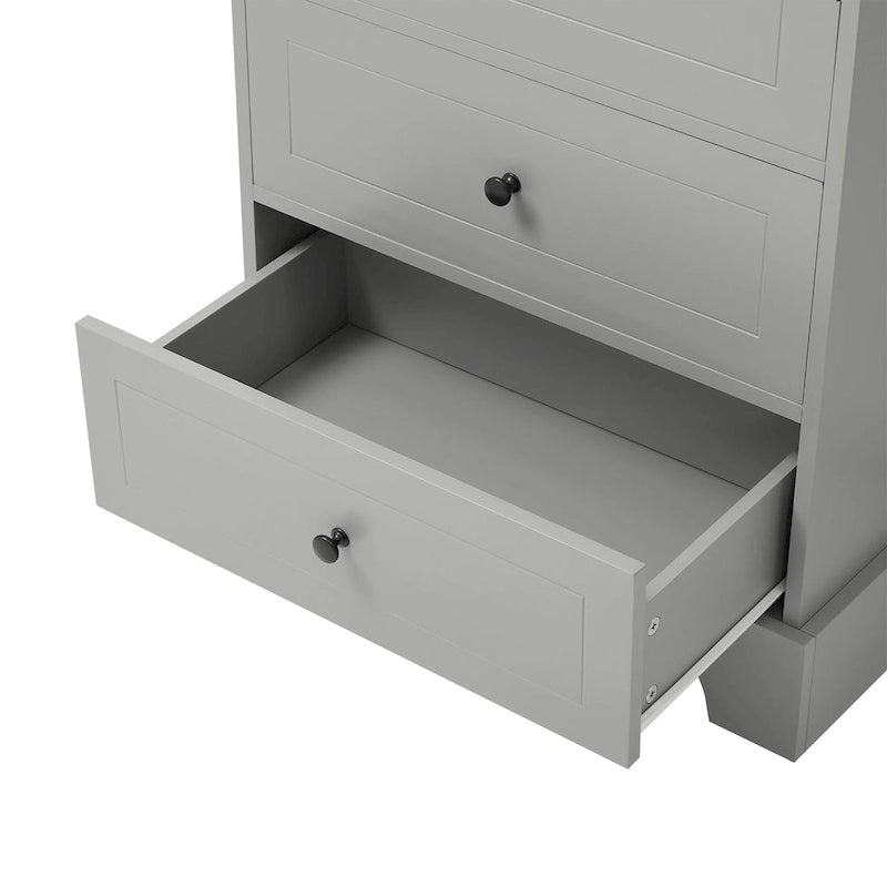 Storage Cabinet with 2 Doors and 4 Drawers for Bathroom Office