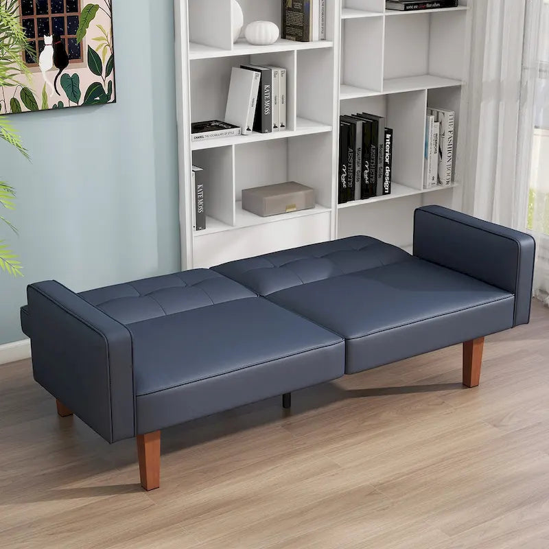 68 in. Twin Size Convertible Sofa Bed Couch w/ Tufted Adjustable Backrest, 5 Colors Optional - 22.44D x 68.11W x 28.74H