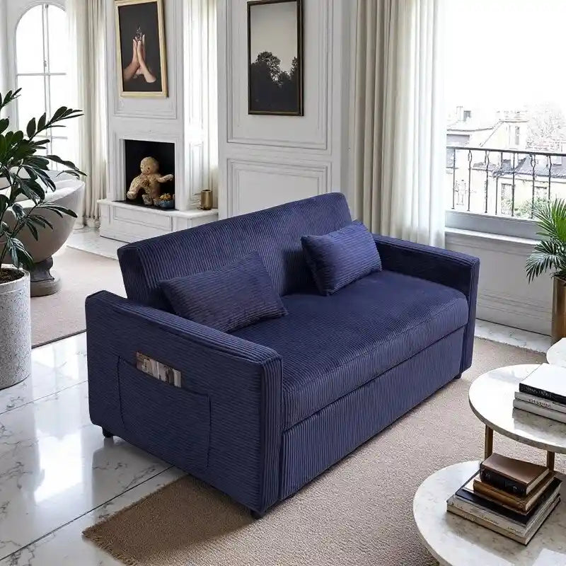 Sleeper Sofa with Adjustable Backrest & Storage Pocket