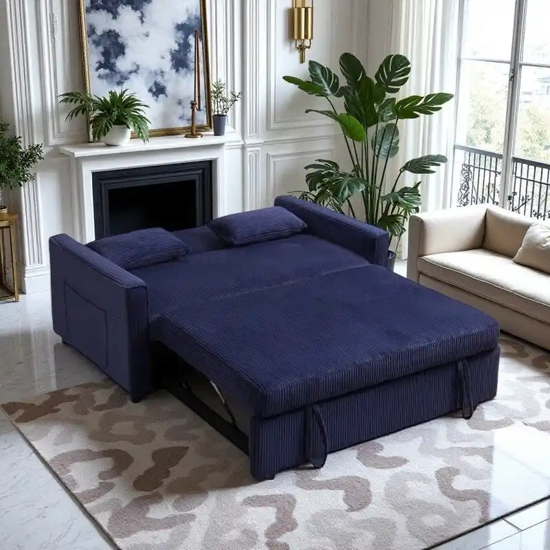 Sleeper Sofa with Adjustable Backrest & Storage Pocket