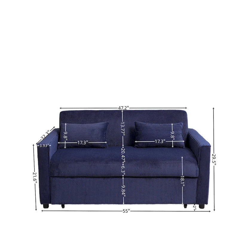 Sleeper Sofa with Adjustable Backrest & Storage Pocket
