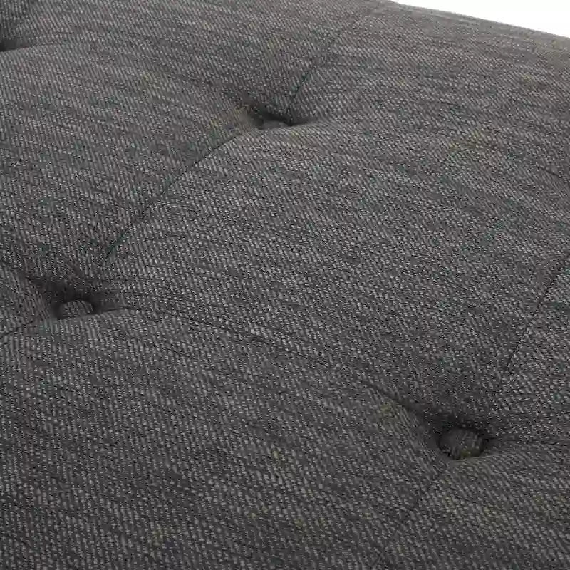 65" Modern Button Tufted Chaise Lounge with Bentwood Frame & Rolled Accent Pillows - Charcoal