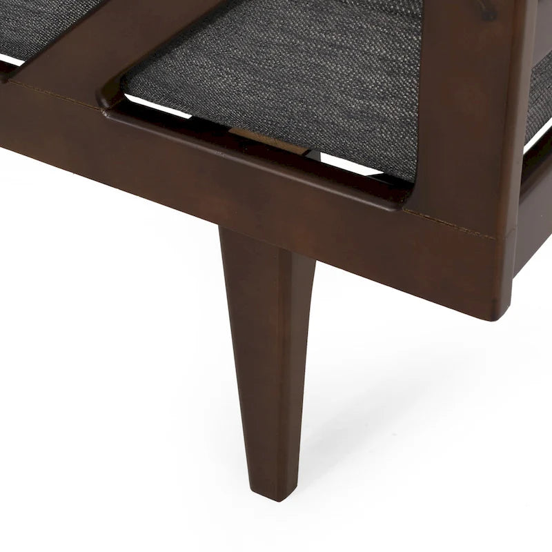 65" Modern Button Tufted Chaise Lounge with Bentwood Frame & Rolled Accent Pillows - Charcoal
