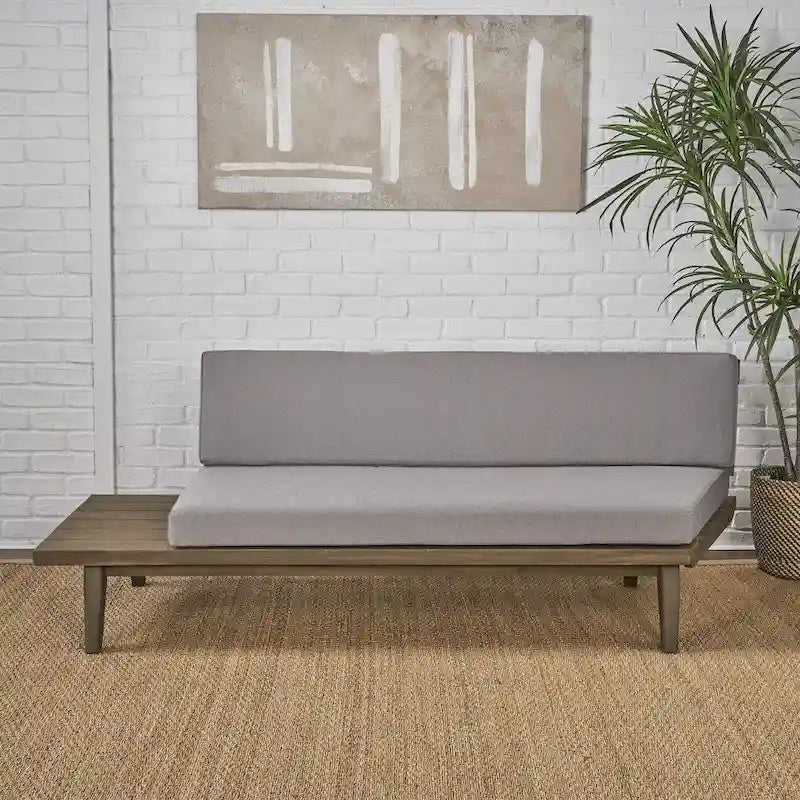 Minimalist Acacia Wood & Fabric Left-Sided Sofa