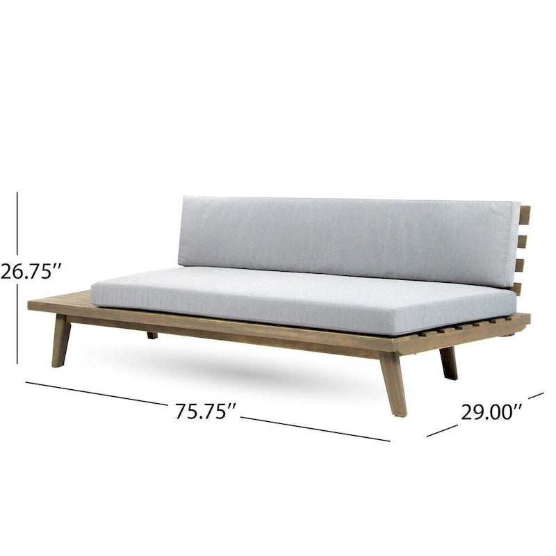 Minimalist Acacia Wood & Fabric Left-Sided Sofa