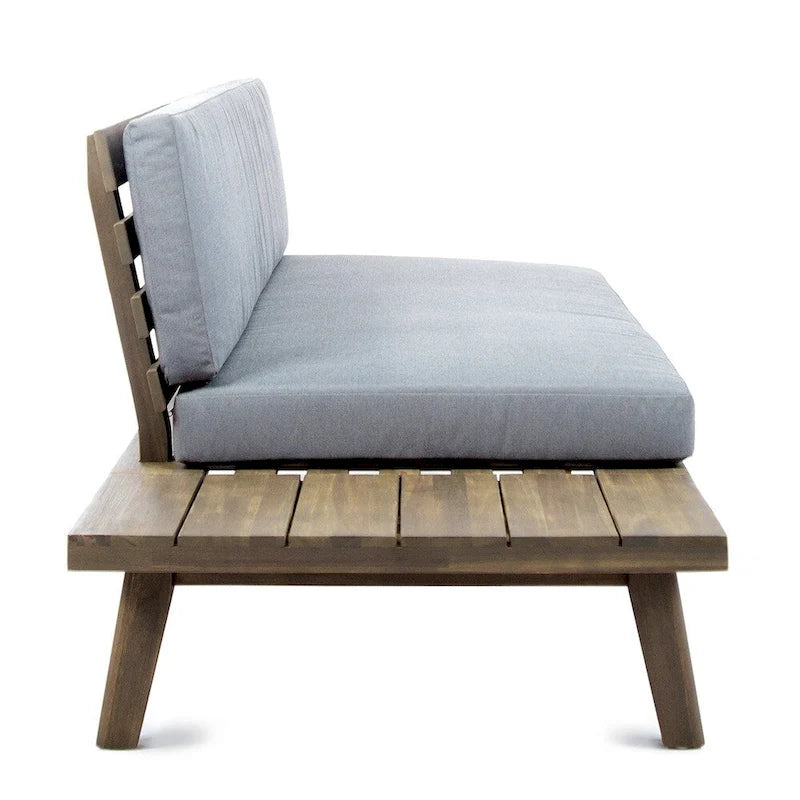Minimalist Acacia Wood & Fabric Left-Sided Sofa