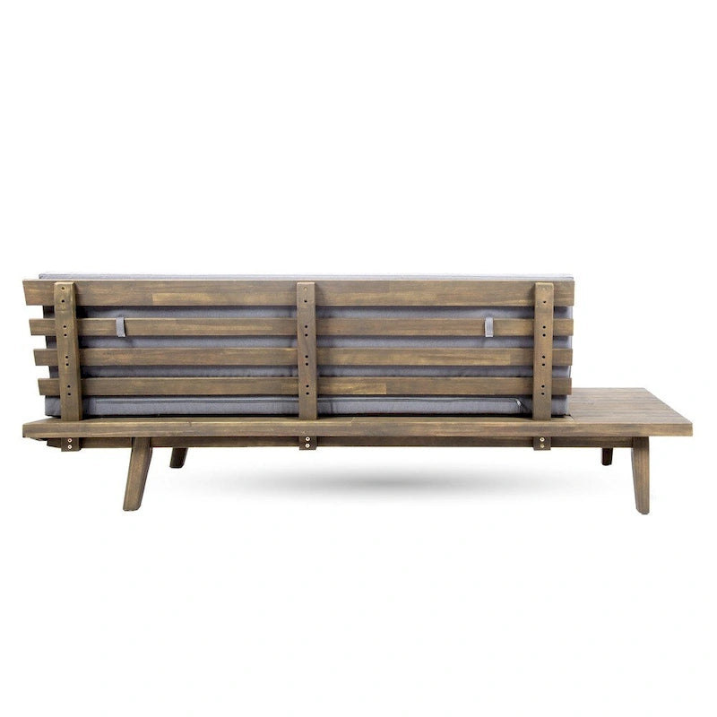 Minimalist Acacia Wood & Fabric Left-Sided Sofa